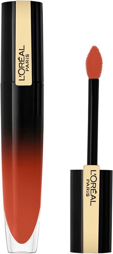 L'Oréal Make-Up Designer Brilliant Signature 304 Be Unafraid– Ultra glanzende rode lippenstift – 7 ml