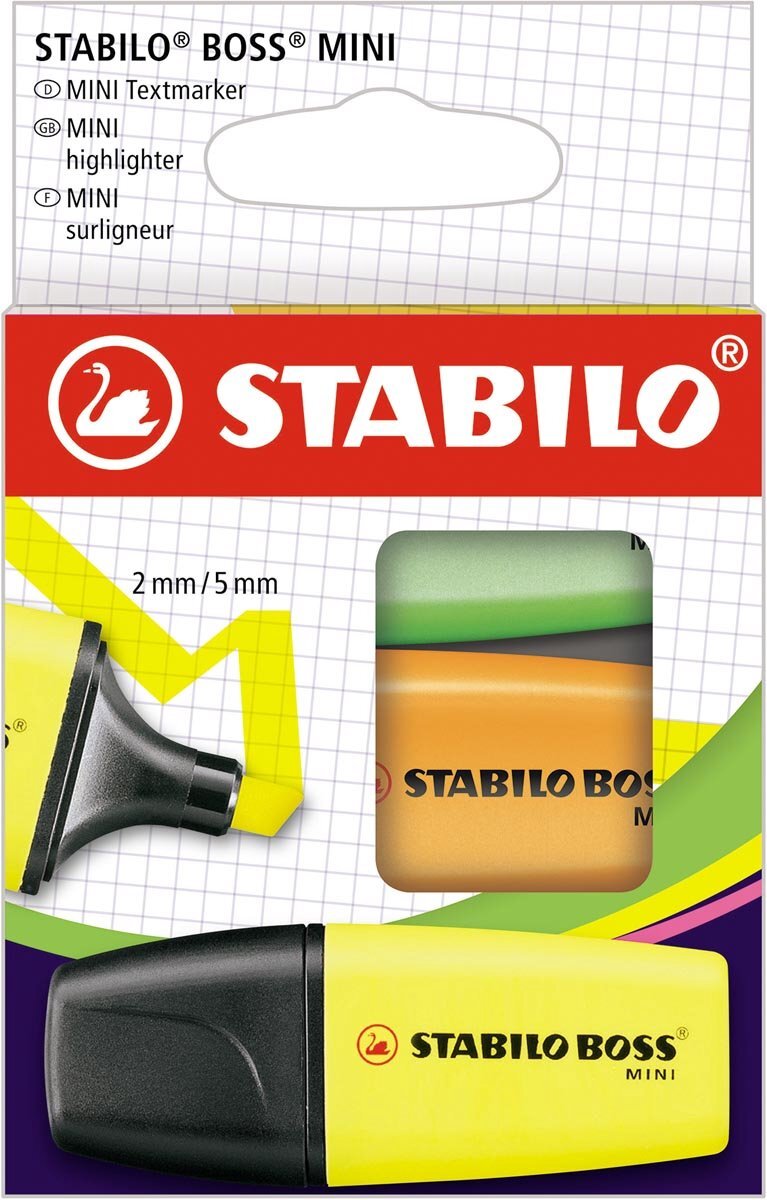 Stabilo BOSS MINI - markeerstift - etui 3 kleuren