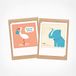 PICKMOTION SET van 2 gevouwen kaarten inclusief envelop, handgemaakte illustraties ontworpen in Berlijn - Verjaardagen, gefeliciteerd, groeten, bruiloften