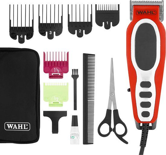 Wahl Close Cut Pro - Hair Clipper - Red - 6 Combs - 1.5-13mm - Mains Powered