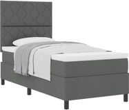 vidaXL Boxspringbed met matras, donkergrijs, 100 x 200 cm, stof