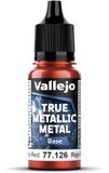 Vallejo Hobbyverf Acrylverf - 77126 True Metallic Metal - Base - Robijn Rood - Acryl - Verf flesje - 1x 18 ml