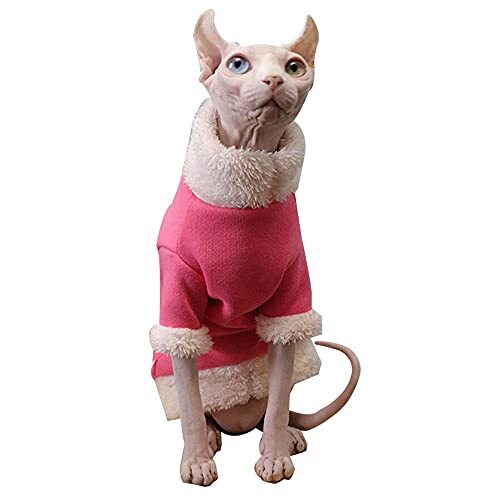 ZHIHAN Sphinx kattenkleding haarloze kat winter pluche fleece warme trui roze, roze, XS