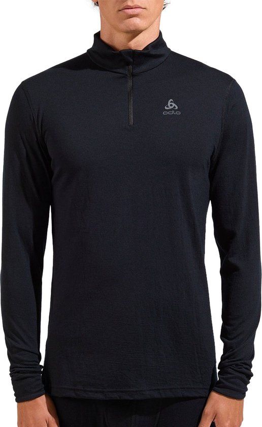 Odlo Natural Merino 200 Half Zip Turtle Neck LS Thermoshirt - Zwart - Maat M - Heren