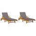 VidaXL Lits de jardin 2 pièces avec coussins, bois d'acacia, gris