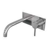 Brauer Chrome Carving Inbouw Wastafelmengkraan met Gebogen Uitloop en Afdekplaat Model A1 Chroom