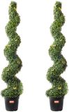 VEVOR Kunstmatige Buxusvormige Boom, 152 Cm Hoog (2 Stuks), Spiraalvormige Kunstmatige Vormbomen, Kunstplant met Extra Bladeren, Pot En Kleine Decoratie, Uv-Bestendige Groene Set voor Binnen- En Buitenhuisdecoratie
