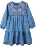 Zippy Robe Bleu Manches Longues Coton Fleurie 5-6 Ans
