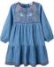 Zippy Robe Bleu Manches Longues Coton Fleurie 5-6 Ans