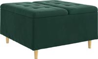 Ottoman avec rangement vert foncé 80 x 80 x 45 cm velours