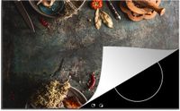 Merkloos KitchenYeah® Inductie beschermer 77x51 cm - Marmer print - Groente - Herfst - Pompoen - Rustiek - Kruiden - Inductiebeschermer - Inductiemat