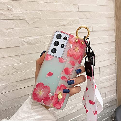 SUVATA Zachte Siliconen Case Voor Samsung S20 FE S21 Ultra Note 20 Bloemen Nekkoord Polsband Houder Cover Voor Samsung S10 Note 10 Plus, 4, Voor Samsung S10 Plus