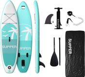 Supper SB E-commerce Supper Sup Board - Max. 120KG - Opblaasbaar – Paddle Board – Pomp – Vin – Leash – Draagtas – 285 x 76 cm - Turquoise