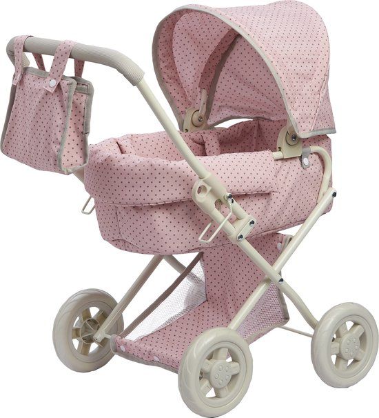 Teamson Kids Luxe Poppenwagen - Roze/Grijs - Babypoppen - 64cm