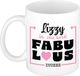 Bellatio Decorations Naam mok Lizzy - wit - Fabulous - keramiek - 300 ml - cadeau collega beker - cadeau
