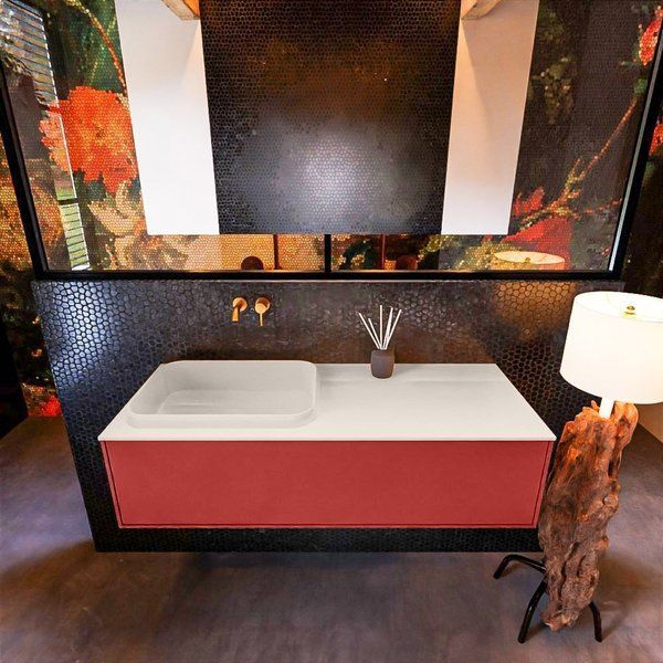 Mondiaz ERIN 120cm badmeubelset Fire | 1 lade | RIDGE wastafel links | Linen