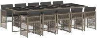 vidaXL 11-delige tuinset met kussens, grijs, polyrotan