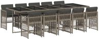 vidaXL 11-delige tuinset met kussens, grijs, polyrotan