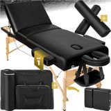 tectake Somwang Massagetafel - Zwart - 3 zones - Incl. rolkussens en draagtas