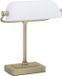 Merkloos Relaxdays Bankierslamp met witte lampenkap, metalen voet, kantelbaar, E14-fitting