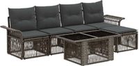 vidaXL Tuinbank Set 6-delig Grijs en Donkergrijs Polyrattan