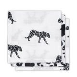 Jollein Leopard hydrofiele monddoekjes 31x31 cm - set van 3 - Zwart/wit