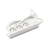 Duitse L-serie, 3-voudige stekkerdoos met schakelaar, 5 m 3G-kabel, 1,5 mm², in elegant wit en grijs