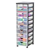 Iris Ohyama, Toren, Ladekast, Kunststof opbergorganizer met ergonomisch handvat, 7L, 10 laden, met wielen, BPA-vrij, Kantoor, Slaapkamer, Woonkamer, DDDC-010, zwart