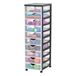 Iris Ohyama, Tour, Commode, Organiseur de rangement en plastique avec poignée ergonomique, 7L, 10 tiroirs, avec roulettes, sans BPA, Bureau, Chambre, Salon, DDDC-010, noir