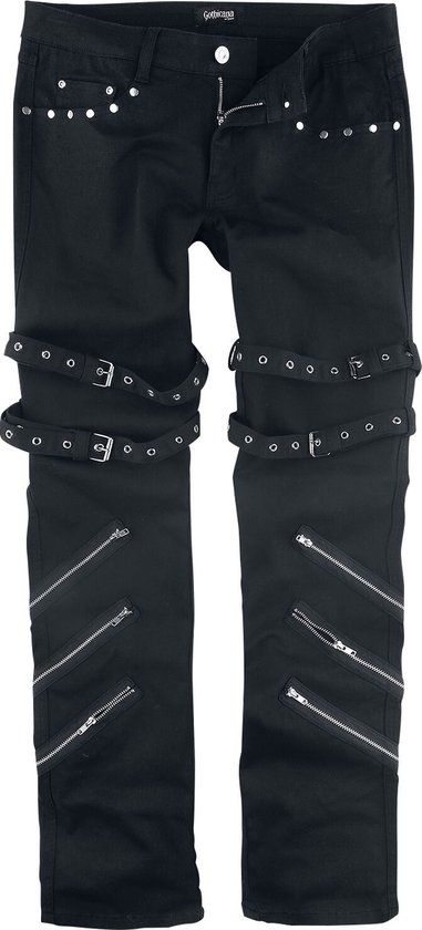 Gothicana by EMP Gothicana Zwarte jeans met gespen, ritsen en klinknagels - Heren - W36L34