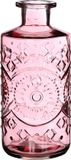 Ideas4seasons Bloemenvaas/flesvaas Berlin - met motief - helder glas - lichtroze - 9 x 21 cm