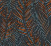 A.S. Création Palmbladeren Behang Botanisch Zwart Oranje Petrol Vliesbehang 1005 cm x 53 cm