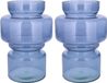 Bellatio Design Bloemenvaas - 2x - blauw transparant gerecycled glas - D17 x H25 cm
