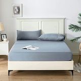 Good Nite Dubbel hoeslaken beddengoed 25 cm extra diepe zak zachte en ademende hoeslakens (blauw grijs, dubbel)