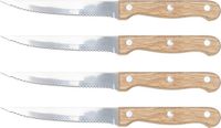 Merkloos HI Steakmessen/vleesmessen - 8x - bestek - 23 cm - houten handvat