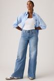 Levi's 728 High Rise Lightweight Wide Leg Jeans - Femme - 29x34 - Bleu Moyen / Cool Surf