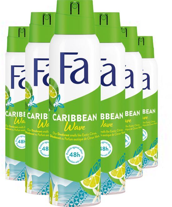 Fa Deospray Caribbean Wave - 6 x 150ml - Voordeelverpakking
