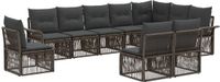 vidaXL Tuinbank - Set - 10 zitplekken - Grijs - Polyrattan