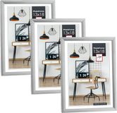 Zep Cadre photo - 3x pièces - argent - plastique - pour photo de 13 x 18 cm - debout / suspendu