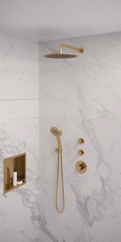 Brauer Gold Edition Thermostatische Inbouw Doucheset - Geborsteld Goud PVD - Ø30cm