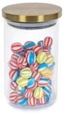 Merkloos Voorraadpot - 900 ml - glas - draaideksel - goud - 9.5 x 17 cm