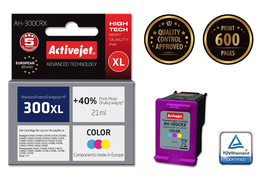 ActiveJet AH-300CRX inktcartridge - Vervanging HP 300XL CC644EE - Kleur - 21 ml