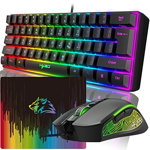 HXSJ 60% Gaming Toetsenbord en Muis Combo - Zwart