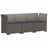 vidaXL 3-zits tuinbank met kussens, rattanlook, PP, lichtgrijs