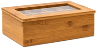 Relaxdays Bamboo Tea Box - 8 Compartments - Hinged Lid - 9 x 28 x 16 cm - Natural