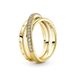 Pandora Signature Crossover Pavé Triple Band 14k gold-plated ring with clear cubic zirconia