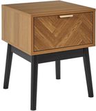 Home Deco Factory Nachtkastje - bruin - hout - 40 x 50 x 40 cm - vissengraat look