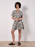 Apricot Mini-jurk van linnenmix met tropische print