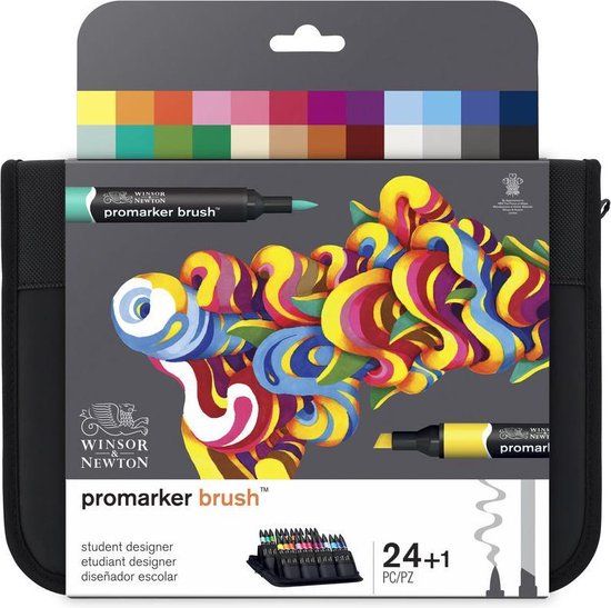 Winsor & Newton Promarker Brush - 24+1 Student Designer Set - Diverse Kleuren