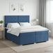 vidaXL Boxspringbed met matras en hoofdbord, blauw, 200 x 200 cm, stof